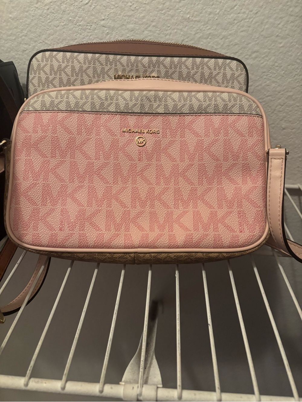 Michael kors pink / beige monogram crossbody . Willing to negotiate